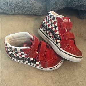 Vans Kids Red and Black Checkered Sneakers